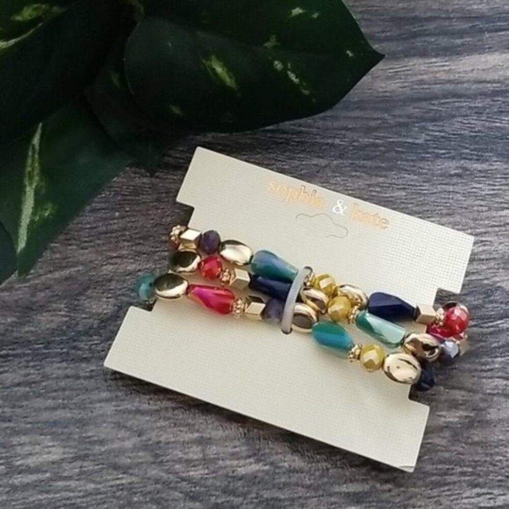 Sophia & Kate multicolor beaded bracelet set NEW